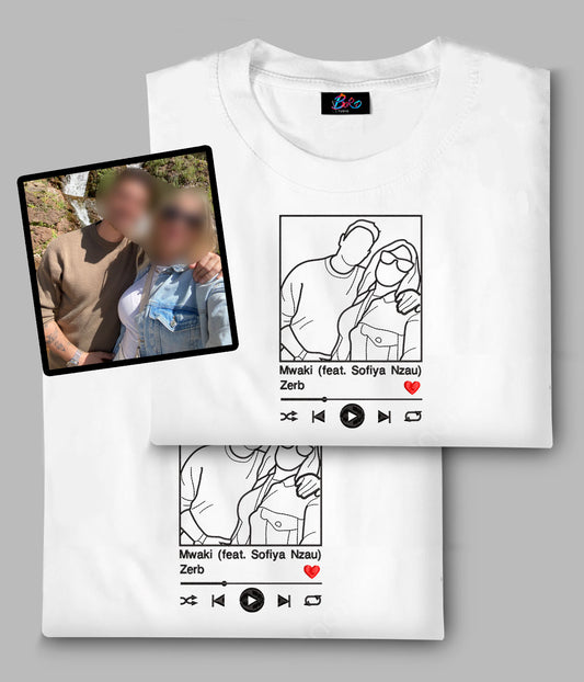 x2 Camiseta/Sudadera Bordada Foto contorno reproductor de música - Pack de 2