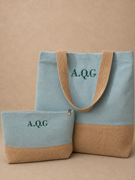 Bolso shopper de playa + neceser - Sage