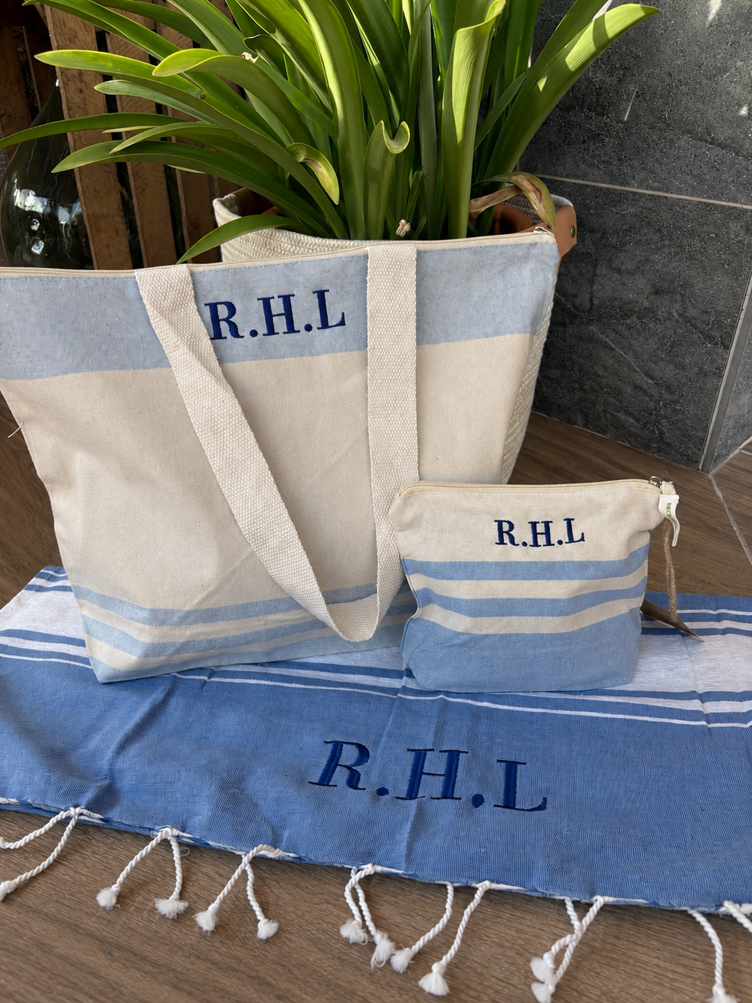 Bolsa + Neceser + Pareo de playa - Celeste