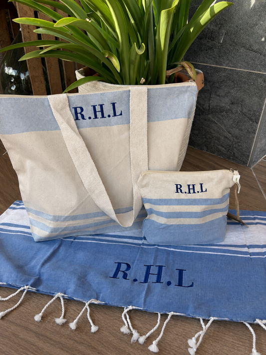 Bolsa + Neceser + Pareo de playa - Celeste