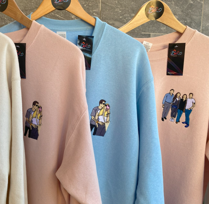 x2 Camiseta/Sudadera Bordada Foto minimalista Personalizable - Pack de 2