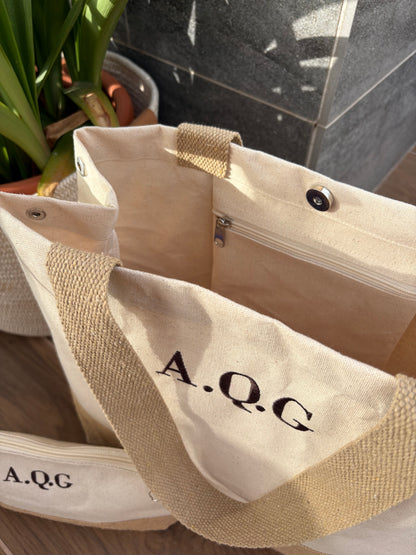 Bolso shopper de playa + neceser - Natural