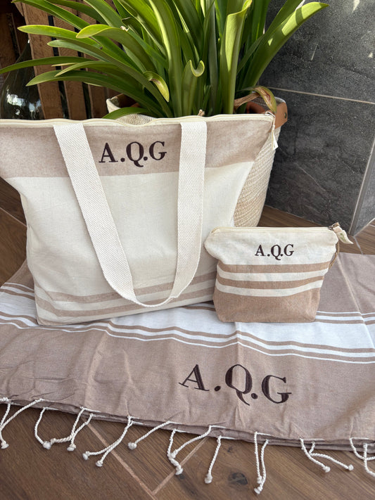 Bolsa + Neceser + Pareo de playa - Natural