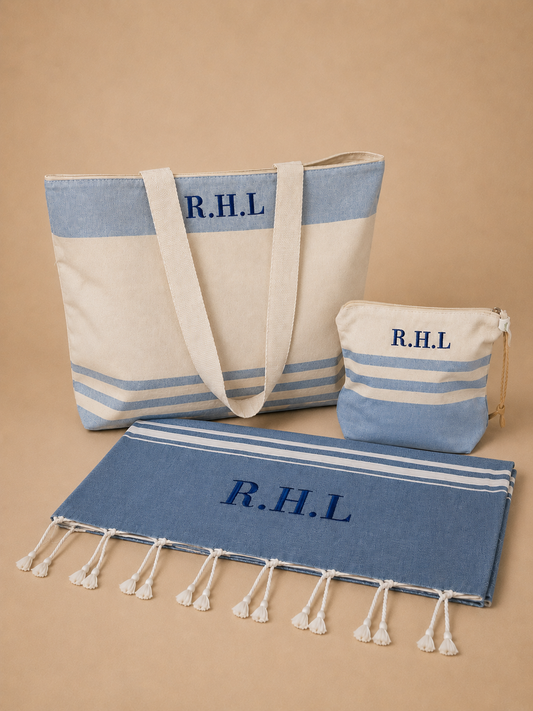 Bolsa + Neceser + Pareo de playa - Celeste