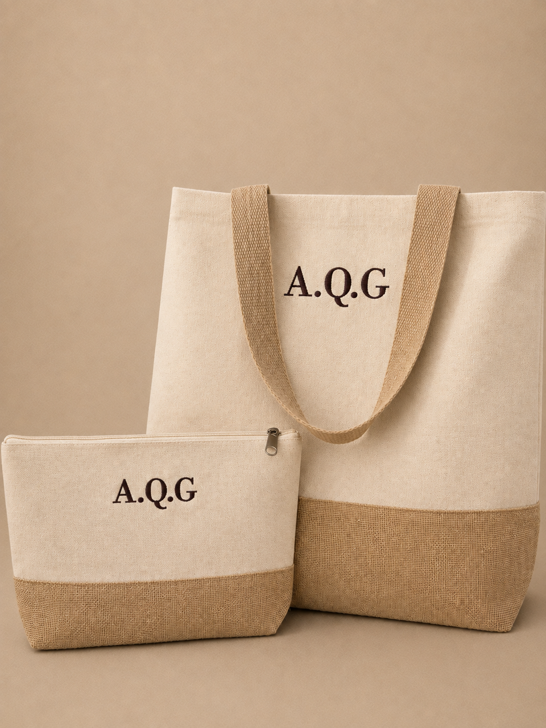 Bolso shopper de playa + neceser - Natural