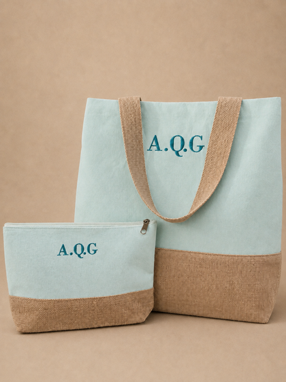 Bolso shopper de playa + neceser - Menta Helada