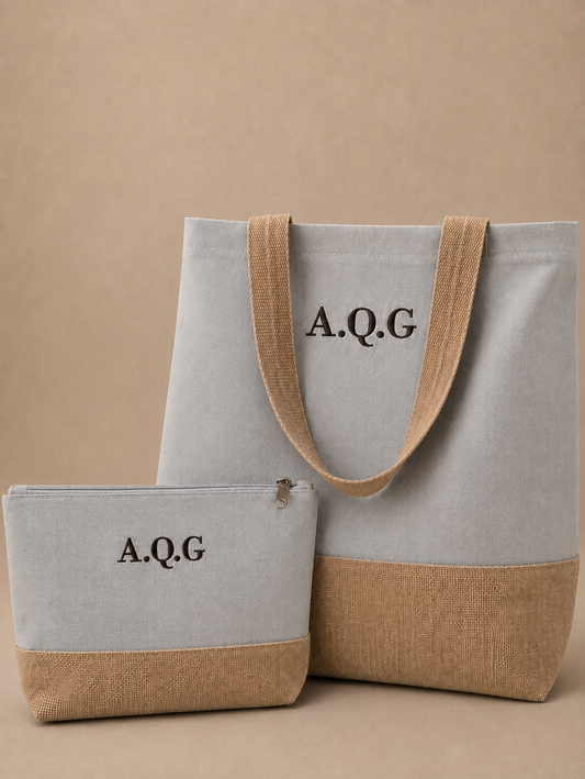 Bolso shopper de playa + neceser - Gris