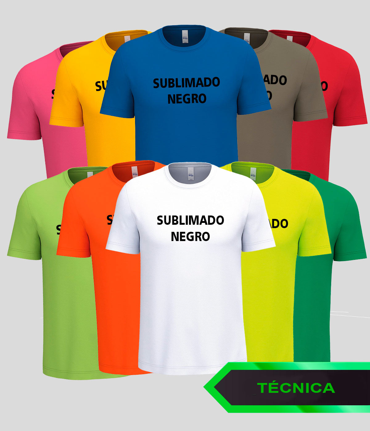 Camiseta Técnica para EVENTOS - SUBLIMADO PECHO/ESPALDA EN NEGRO