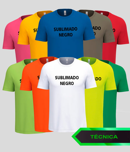 Camiseta Técnica para EVENTOS - SUBLIMADO PECHO/ESPALDA EN NEGRO