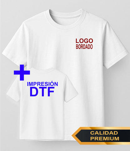 Camiseta Premium - Bordado Pecho + DTF Espalda