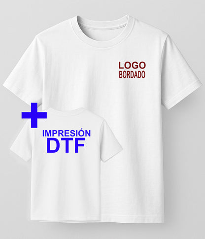 Camiseta Basic - Bordado Pecho + DTF Espalda