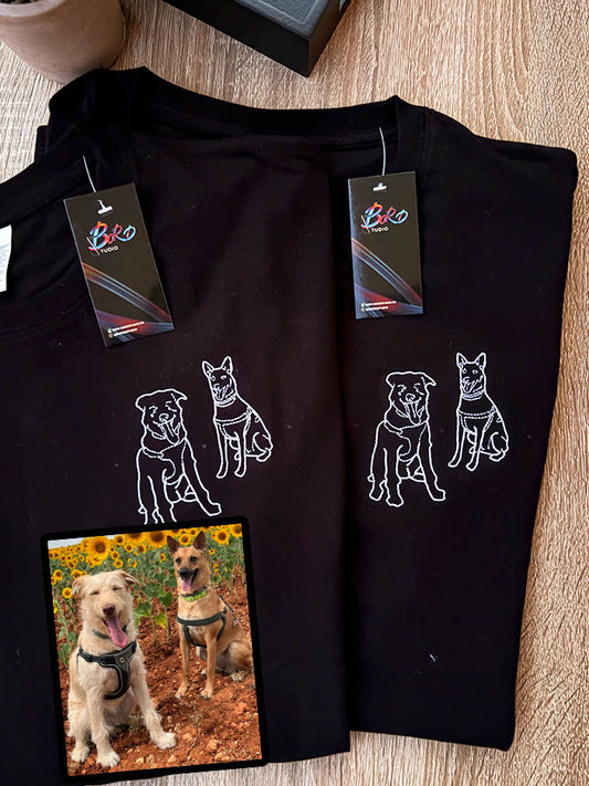 x2 Bordado MASCOTA contorno - Pack de 2 MISMO DISEÑO