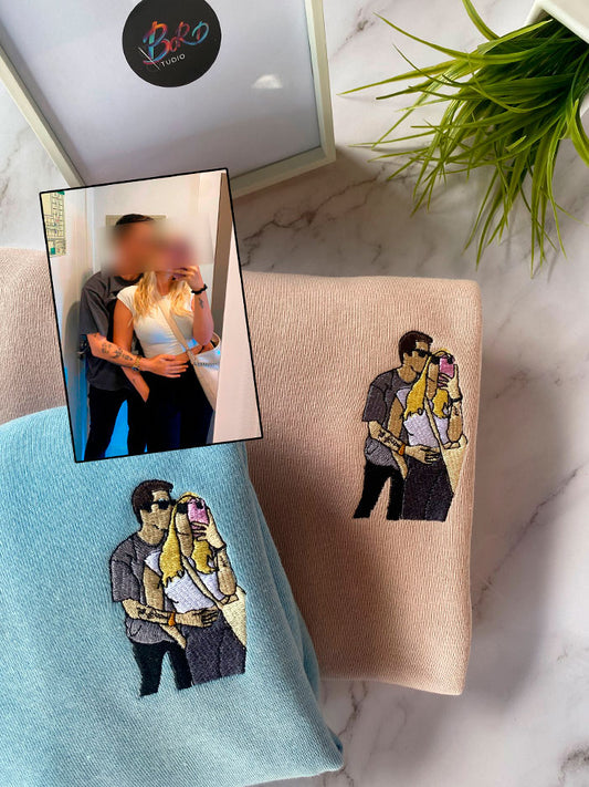 x2 Bordado Foto minimalista Personalizable - Pack de 2 MISMO DISEÑO