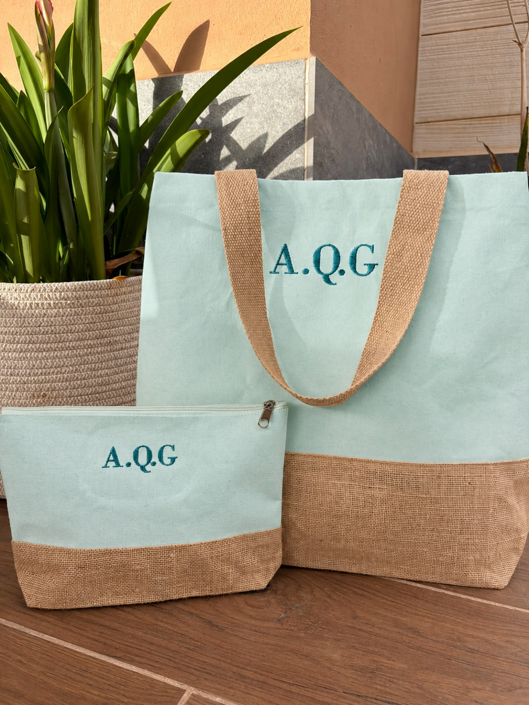 Bolso shopper de playa + neceser - Menta Helada