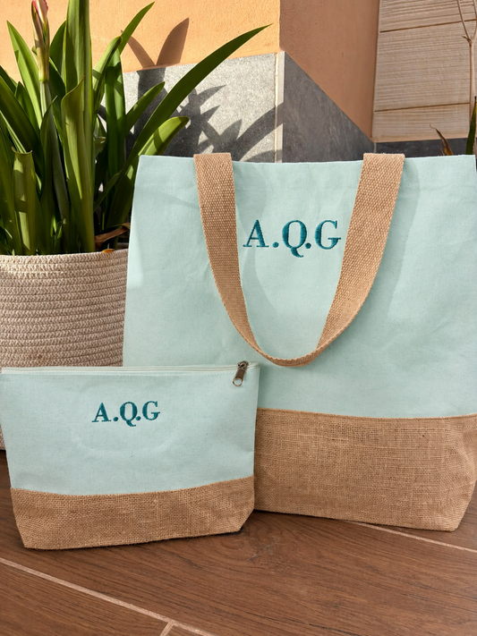 Bolso shopper de playa + neceser - Menta Helada