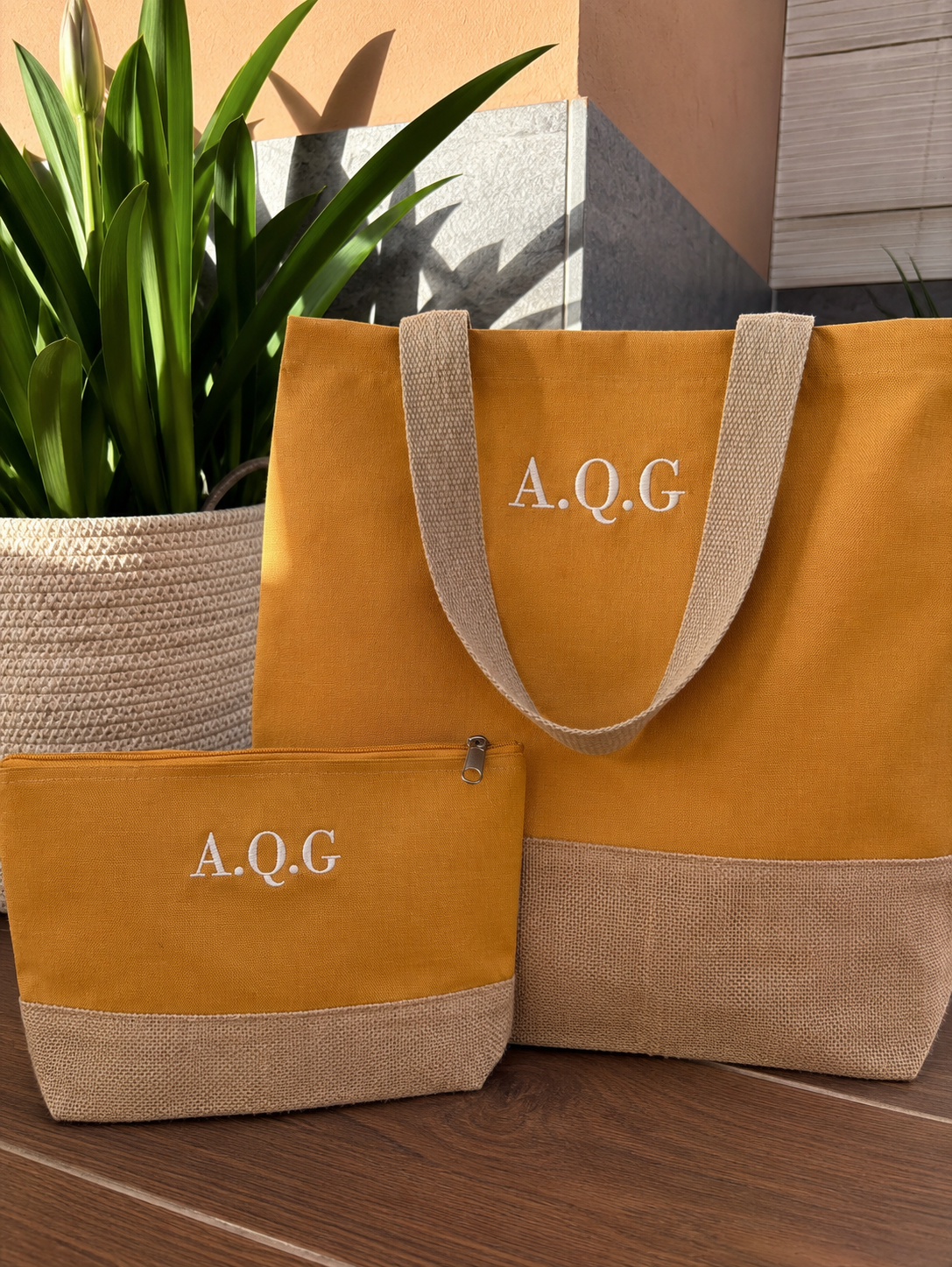 Bolso shopper de playa + neceser - Cumin Yellow