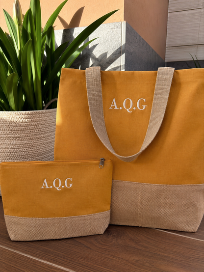 Bolso shopper de playa + neceser - Cumin Yellow