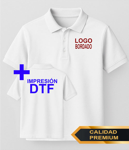 Polo Premium - Bordado Pecho + DTF Espalda
