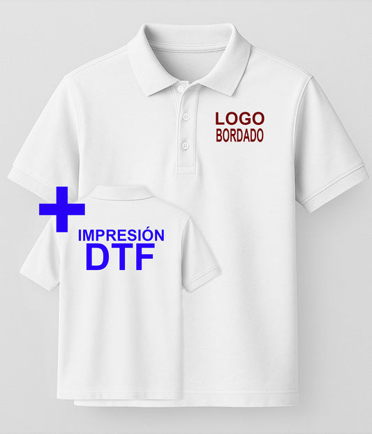 Polo Basic - Bordado Pecho + DTF Espalda