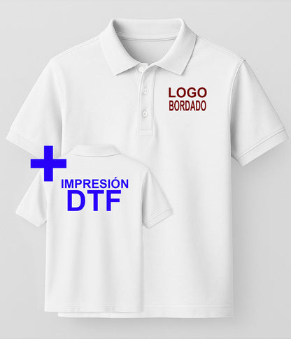 Polo Basic - Bordado Pecho + DTF Espalda
